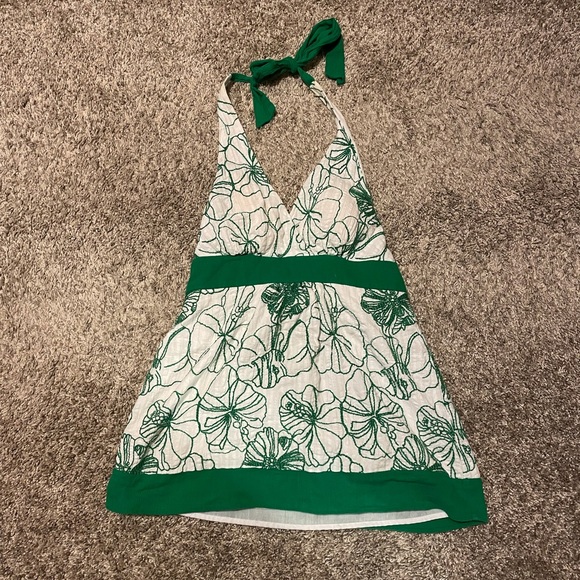 Vanity Tops - Green And White Vanity Women’s Small Halter Tank